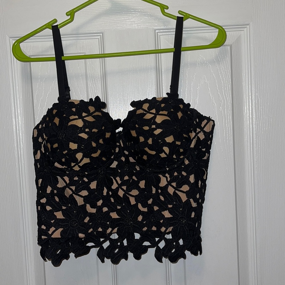 Black and nude corset push up bra top